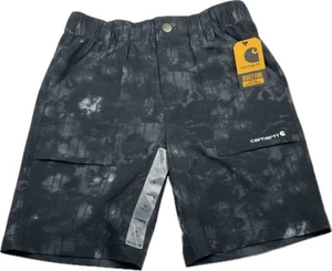 Carhartt Shorts Boys M 10 12 Black Tie-Dye Flat Front Elastic Waist APP1859 - Picture 1 of 9