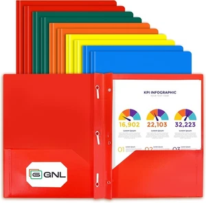 GNL Kunststoff Ordner mit Taschen und Zinken, 10er Pack, allgemeine Farben - Bild 1 von 7