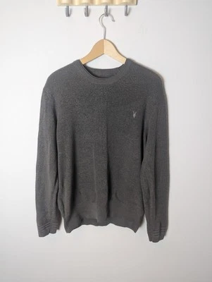 All Saints Jumper Mens Large Grey Fine Knit 100% Merino Wool Ivar Merino Crew - Image 1 of 4