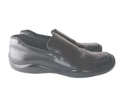Prada Black Leather Round Toe Slip On Casual Loafer Mens Shoes Size 11 - Image 1 of 4