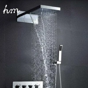 Juegos de cabezales de ducha de lluvia de 22" para baño válvula de agua fría caliente grifo mezclador de baño - Imagen 1 de 12