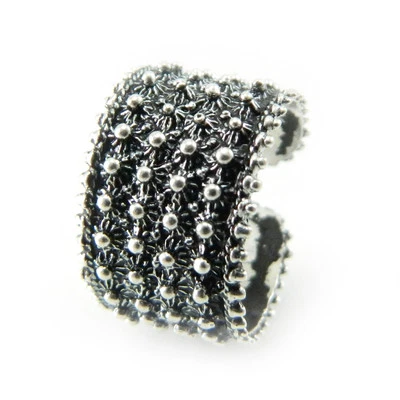 Fede sarda fascia aperta 4 file pallini argento brunito MISURA REGOLABILE - Immagine 1 di 2