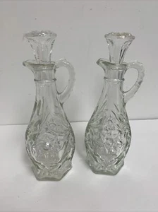 Vintage ANCHOR HOCKING Star of David Oil & Vinegar Bottle Cruets (Set of 2) - Picture 1 of 5