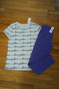 NWT Justice Girls Justice Outfit Love Purple Heart Top/Leggings Size 12 - Picture 1 of 1