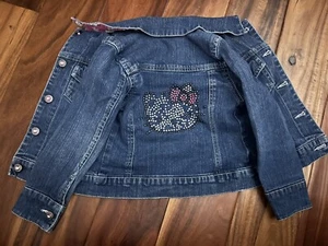 Sanrio Size 4 Hello Kitty Studded Denim Jean Jacket Rhinestone Cat - Picture 1 of 2