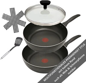Tefal B30310 Cook&Clean Pfannenset 5 tlg Hochrand, Pfanne 28cm+30cm Deckel - Bild 1 von 4
