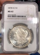 1878-CC Morgan Dollar graded MS62 by NGC Mostly White Coin Great Luster PQ+
