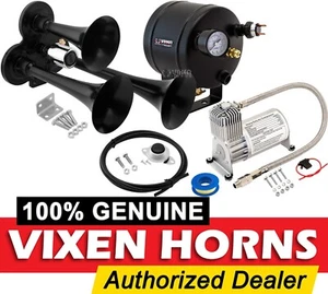 TRAIN HORN KIT FOR TRUCK/CAR/PICKUP LOUD SYSTEM /0.5G AIR TANK/150PSI/3 TRUMPETS - Foto 1 di 11