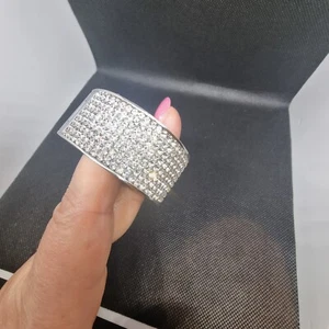 Authentic Swarovski Intervalle Wide Bangle 1036792 Medium Silver Tone 6.5 in - Picture 1 of 11