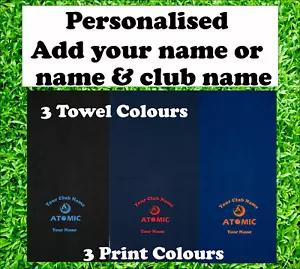Personalised Miracle Water Absorbent Atomic Lawn Bowls Towel Add Club & Name - Picture 1 of 2