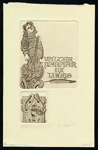 Estland Ex Libris Berta Mäger (1918-1999) signiert 1984 Top Zustand !!!! - Bild 1 von 2