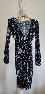 SACHA DRAKE Faux Wrape Jersey Dress in Blue Floral, Size 16 Barely Worn - Bild 1 von 5