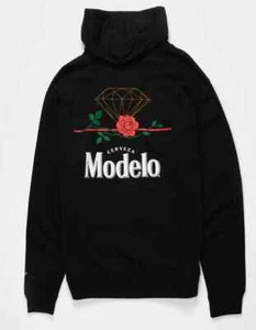 Felpa con cappuccio nera pullover Diamond Supply Co x Modelo "Rose" nuova con etichette S - Foto 1 di 2