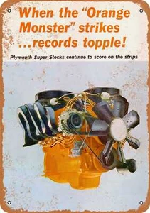METAL SIGN - 1964 Mopar 426 Max Wedge "Orange Monster" - Vintage Look Repro - Picture 1 of 2