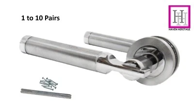 Door Handle Heavy Duty Modern Serozzetta style Lever Handle On Rose Chrome Satin - Image 1 of 4