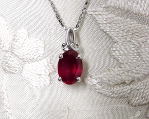 Rubin Solitär Anhänger und 20 Zoll Kette / 925 Sterling Silber / 1,2ct - Bild 1 von 3