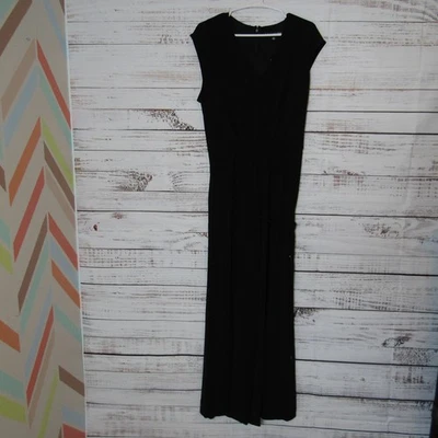 Mono Catherine Malandrino para mujer pequeño negro pierna ancha sin mangas cuello en V Foto 1 de 4