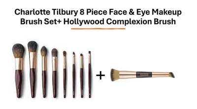 Juego de 8 cepillos faciales y ojos Charlotte Tilbury + cepillo doble Hollywood Cutis Foto 1 de 4