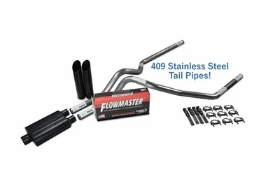 94-03 道奇 Ram 1500 不锈钢 2.5 英寸双排气套件 Flowmaster 40 黑色头 — 第 1/4 张图片