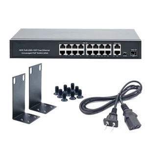 Commutateur POE 16+2+1 ports 10/100 Mbps IEEE802.3af/at AC100-240V pièce détachée périphérique réseau - Photo 1/19