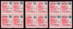 Tánger - Edi ** NE 11 + NE 15 + NE 18 Bl. 4 - 1940 - Habilitados - No Emitido - Imagen 1 de 1