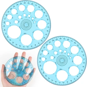 2Pcs Circle Template for Drawing, Plastic round Drafting Stencils Circle Ruler w - Picture 1 of 6