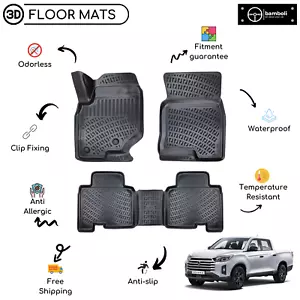 Custom Molded Rubber Floor Mat Fits For Ssangyong Grand Musso 2018 - Up Black - Picture 1 of 12