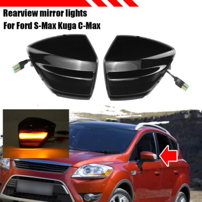 2 frecce specchietto retrovisore esterno indicatori di direzione adatti per Ford C-Max S-Max Kuga nero - Immagine 1 di 4