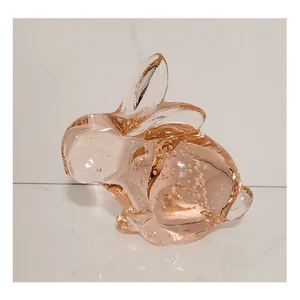 Pink Glass Bunny, Glass Easter Bunny, Pink Transparent Glass Rabbit - Picture 1 of 4