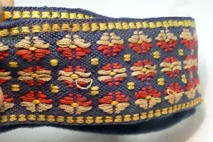 Hippy vintage Strap canvas Blue-Yellow-Orange 2" wide snap on type - Picture 1 of 9
