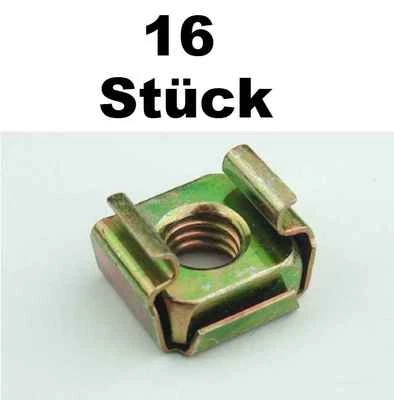 16 St. Käfigmuttern für Stahl Rackschiene Käfigmutter Stahlrack Serverschrank - Bild 1 von 4