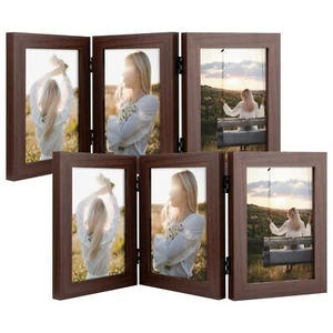 2-Pack 5x7 Three Picture Frame Trifold Hinged with 3 Openings Family Collage - Picture 1 of 8