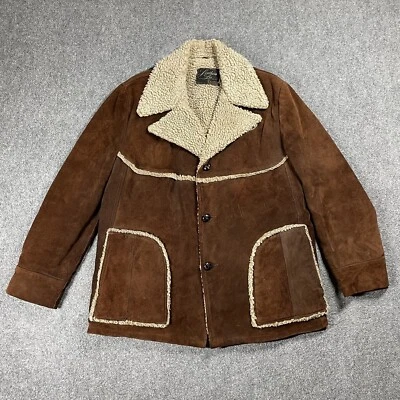 Abrigo Chaqueta de Gamuza Campus Limitado Cuero Años 60 70 DE COLECCIÓN Lana Sherpa Hippy Western Foto 1 de 4