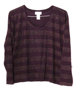 TALBOT'S PULLOVER SWEATER ladies size 2X burgundy copper glitter long sleeve - Picture 1 of 5