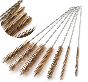 Tube Brush Kit 7Pcs Brass Wire Tube Brushes Stainless Steel Bottle Brush Long Ha - Picture 1 of 12