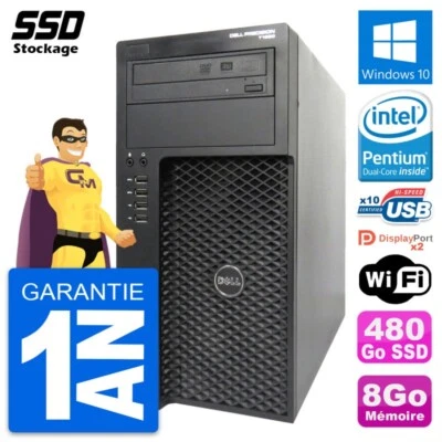 PC tour Dell Precision T1650 MT Pentium G2020 RAM 8Go SSD 480Go Windows 10 Wifi - Imagen 1 de 4