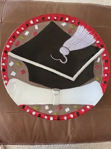 Silvestri Lori Siebert Graduation Fused 11" Plate Hand Blown Glass NEW - Picture 1 of 5
