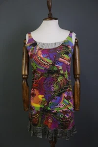 Custo Line Cotton Blend Multicolor A-Line Tank Short Dress Size 1 - Picture 1 of 12