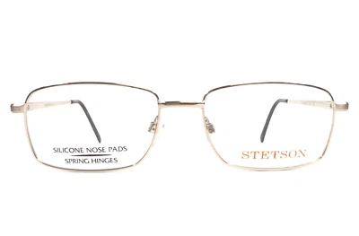 Stetson Eyeglasses Frames 327 057 Shiny Gold Rectangle Wire Rim 56-18-150 - Image 1 of 4