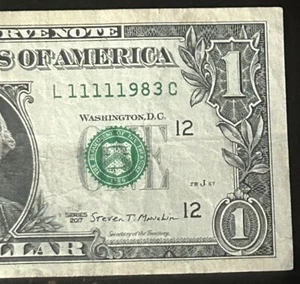 $1 Fancy Birthday/Anniversary Note November 11th, 1983 (11/11/1983) (L11111983C) - Picture 1 of 5