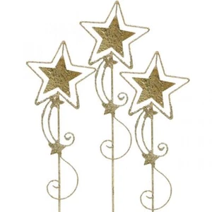 Gartenstecker Stern Gold Glänzend Weihnachtsdeko Glitzer Metall 54cm 4er Set - Bild 1 von 3