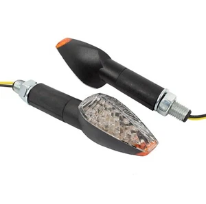 BIKEIT LED FORCE INDICATORS LONG STEM BLACK 12V INDLED26 CLEAR LENS AMBER TIP - Picture 1 of 3