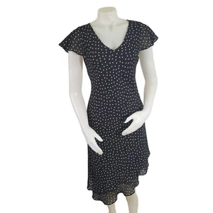 VINTAGE Donna Ricco Womens Black White Polka Dot Party Dress Size 6 Short Sleeve - Picture 1 of 8