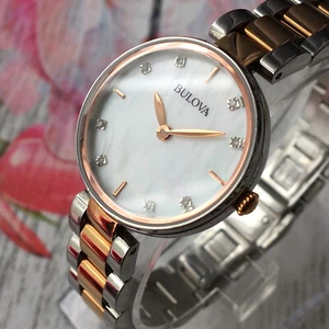 Bulova Uhr 98S147 Damen DIAMANT GALLERY Perlenzifferblatt Rose Stahl Saphir - Bild 1 von 7