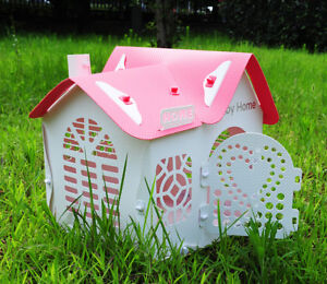 Pet Dog Kennel Weatherproof Plastic Outdoor Indoor Garden House MEDIUM Pink