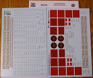Microscale Decal O #48-616 Railroad Decal Set - Canadian National -- Steam Locos - Picture 1 of 2