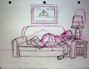 Simpsons 1990s Series Production Hand Drawn HOMER Model Cel Layout - Imagen 1 de 2