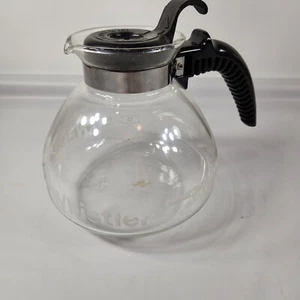 The Whistler Tea Kettle Carafe Pot Glass Stove top 8-Cup Black Gemco Retro VTG - Picture 1 of 7