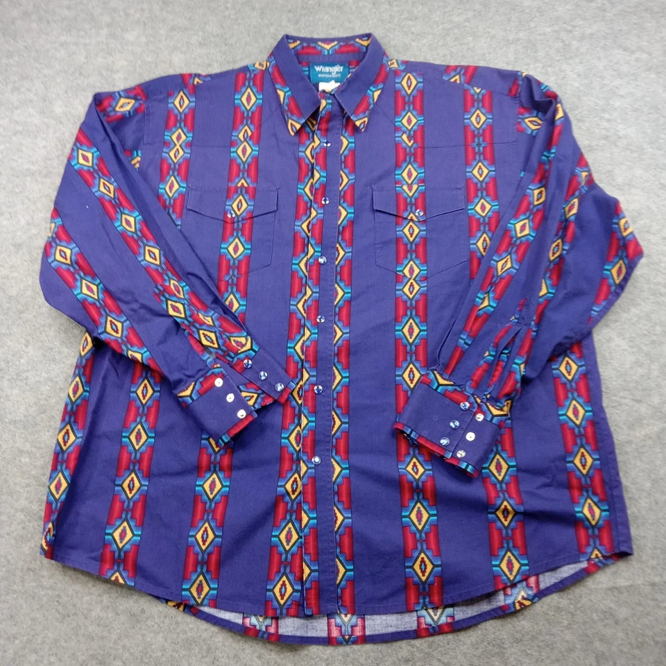 Wrangler Shirt Mens 2XL Cowboy Western Pearl Snap Aztec Southwestern Brushpopper - Image 1 of 4