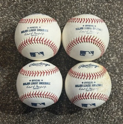 Cuatro 4 pelotas de béisbol Rawlings OML juego usadas práctica MLB Foto 1 de 4